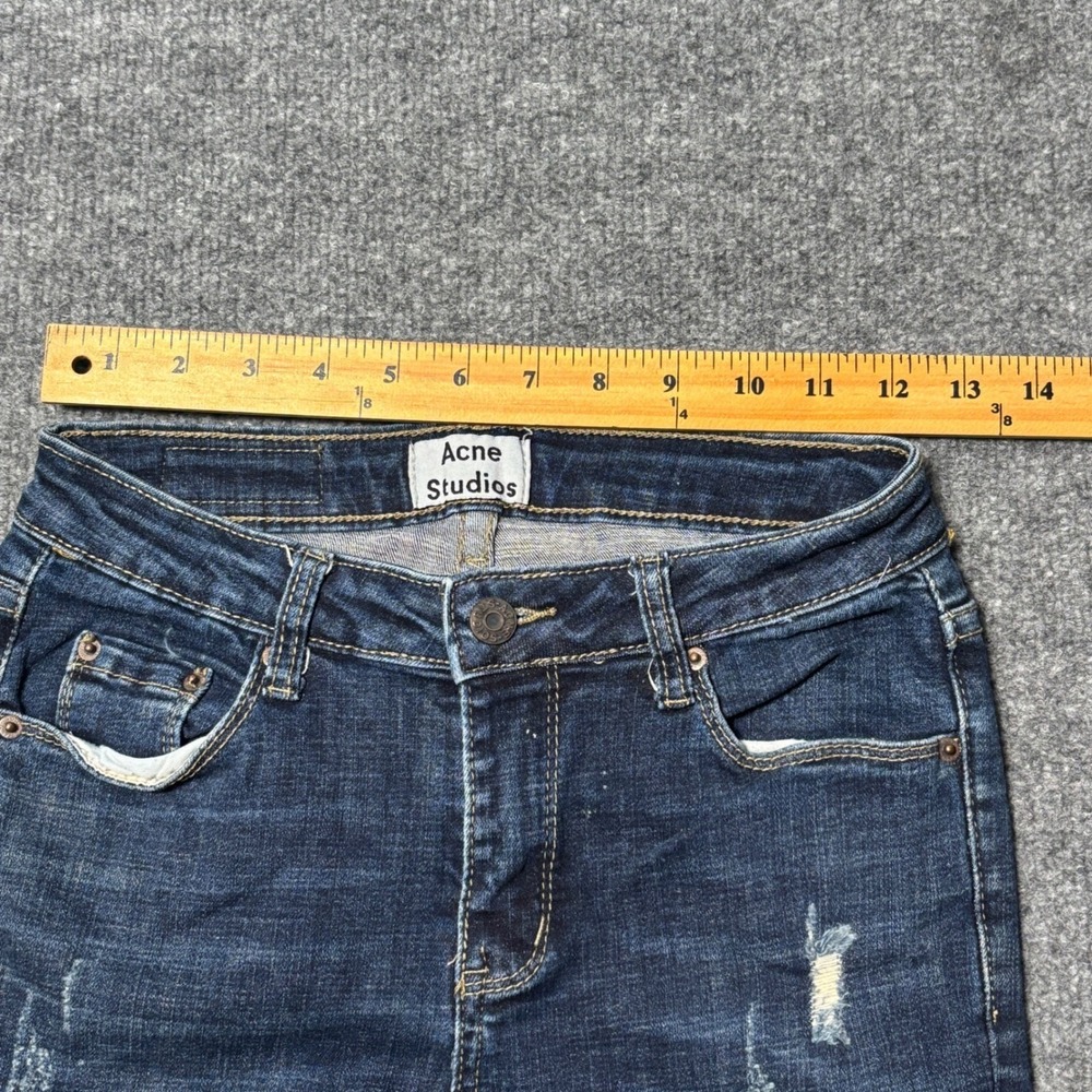 Acne Studios Tram Lt  Women's  size 24 distressed  Slim Jeans Dark Wash Blue - Picture 12 of 16